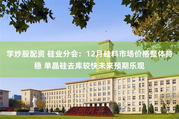 学炒股配资 硅业分会：12月硅料市场价格整体持稳 单晶硅去库较快未来预期乐观